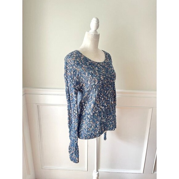 Hinge Nordstrom Round Neck Cotton Blend Sweater Blue S - Picture 2 of 4